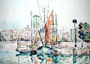 Paul Signac La Rochelle - Boats and House oil painting reproduction